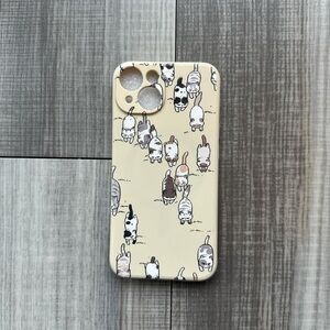 Apple Cat Pattern Phone Case - Cream and Brown